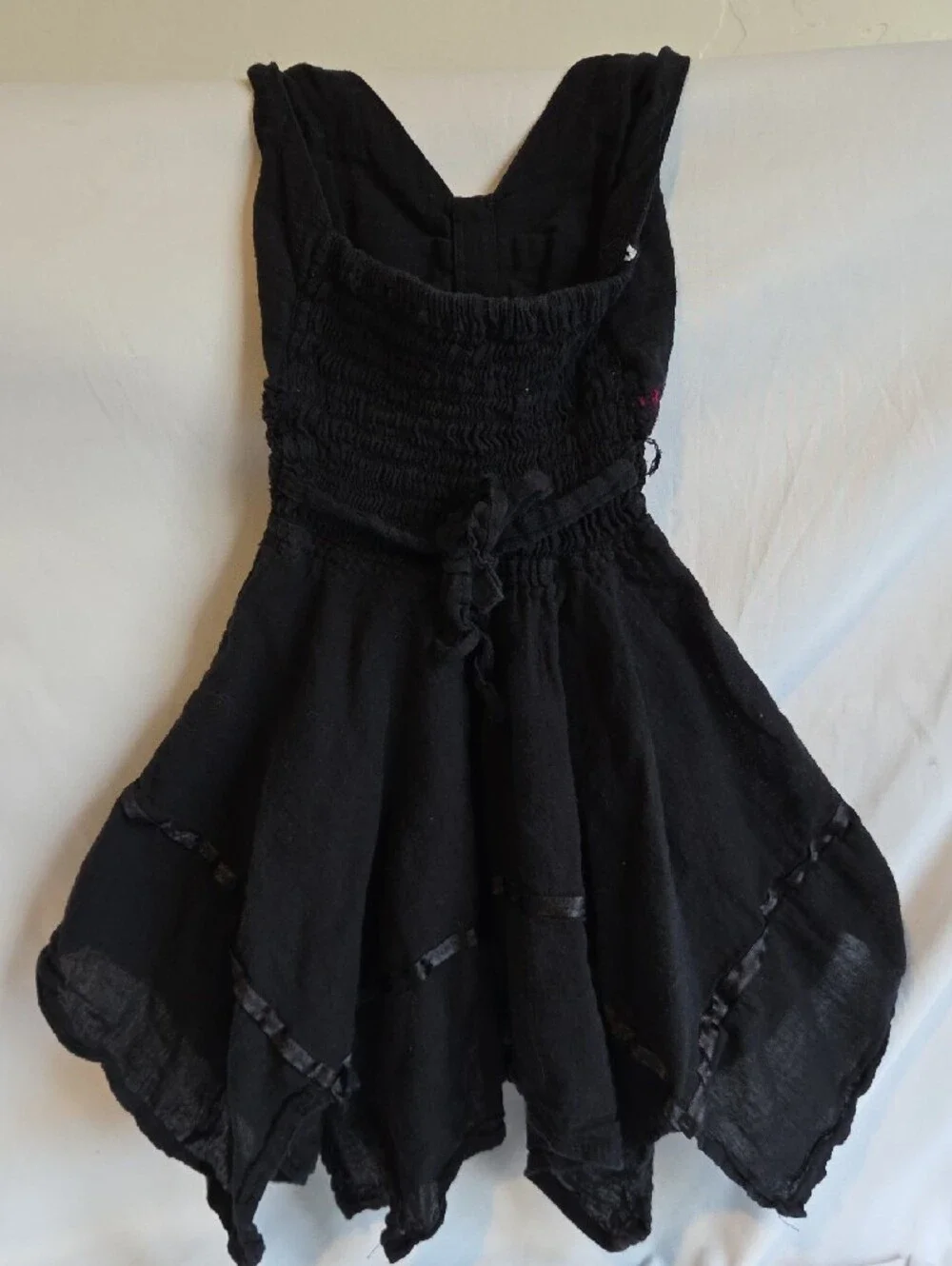 Black Embroidered Girls' Sundress - Vibrant Floral Detail